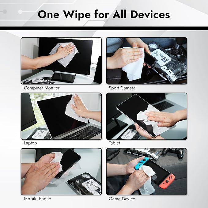 Air Jungles Electronic Screen Cleaning Wipes 70 Count (Pack of 3), Large 8"x10" Cleaner Wipes for Phones, Laptops, Monitors, TVs, Tablets, Glasses, Keyboards, Computer,Quick Dry