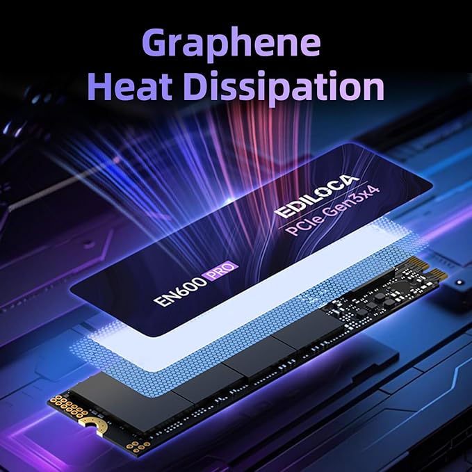 EN600 PRO SSD 512GB PCIe 3.0 Gen 3x4, NVMe M.2 2280, Up to 3200MB/s, Internal Solid State Drive, SLC Cache 3D NAND TLC, Graphene Cooling Sticker, Storage for PC, Desktop and Laptops