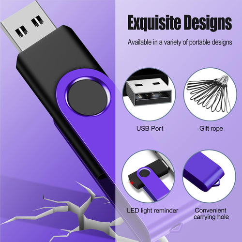 8GB 20-Pack USB Flash Drives Bulk EASTBULL USB 2.0 Thumb Drive,Purple