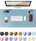 YSAGi Leather Desk Protector, Office Mat, Large Mouse Mat, Non-Slip PU Leather Blotter, Laptop Desk Pad, Waterproof Writing Pad for Office and Home (Ice Blue, 31.5" x 15.8")