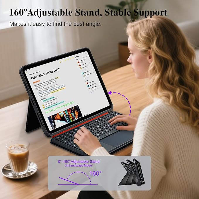 iPad Pro 13 inch Case with Keyboard (M4 2024), Flex Magnetic Detachable Backlit Keyboard for iPad Pro 13, Larger Multi-Trackpad, Landscape/Portrait, 160° Adjustable Stand, Slim Protective Case (Black)