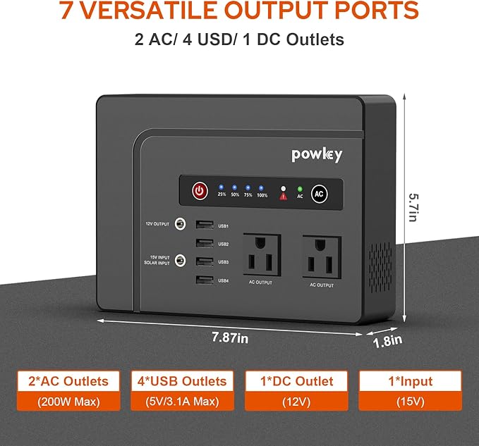 Powkey Solar Powered Generator,200W Portable Solar Generator Power Station with Solar Panels 40W,146Wh Generator Power Bank with 2 AC Outlet 110V Pure Sine Wave for Outdoor Camping Emergency Home