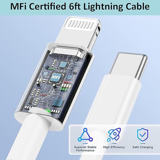 iPhone Fast Charger, iPhone Charger Fast Charging 2Pack PD 6FT Type C Quick USB C to Lightning Cable Cord Fast Charger iPhone USB C Wall Block Plug for iPhone 14 13 12 11 Pro Max XR XS X,iPad AirPods