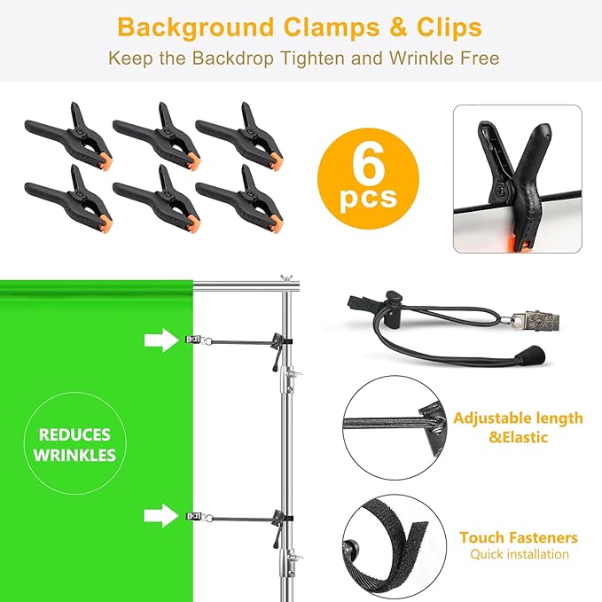 9.2 x 10 Ft Stainless Steel Backdrop Stand Heavy Duty, MSKIRA Adjustable Backdrop Stand Background Support System Kit for Photography, Parties, or Weddings with Clamps, Carry Bag