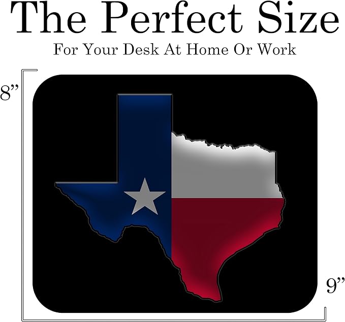 Texas State Flag Mouse Pad Mat Mousepad for Desk Computer Laptop PC Gaming Home or Office Gift for Texan TX (Black MP57)