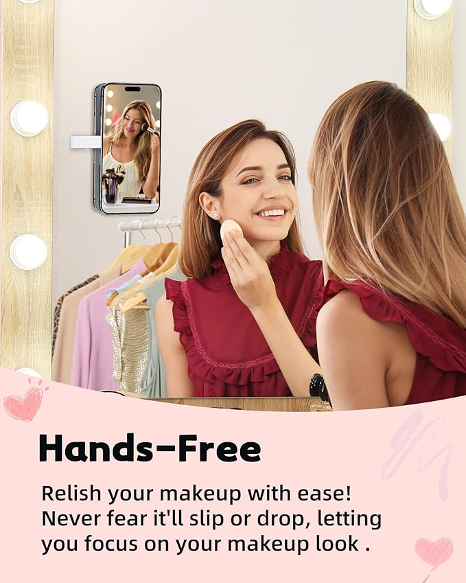 Magnetic Suction Phone Case Mount, Silicone Suction Cup Grip Stand for MagSafe Case, Hands-Free Phone Holder for iPhone 16/15/14 Pro Max, TikTok Videos, Selfies, Women Gift (Light Pink)911001A (White)
