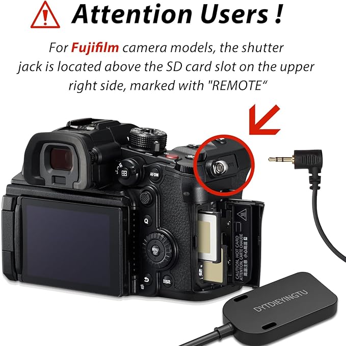 for Canon/Fuji RC301-2.5mm Remote Camera Small Shutter Release Remote Control 196.8 "Extended Cable R50V R100 R6 R8 R10 80D XT2/3/4/5 XH2S GFX100/S GFX50/S/II (RC301-2.5/E3 196.8in/5m)
