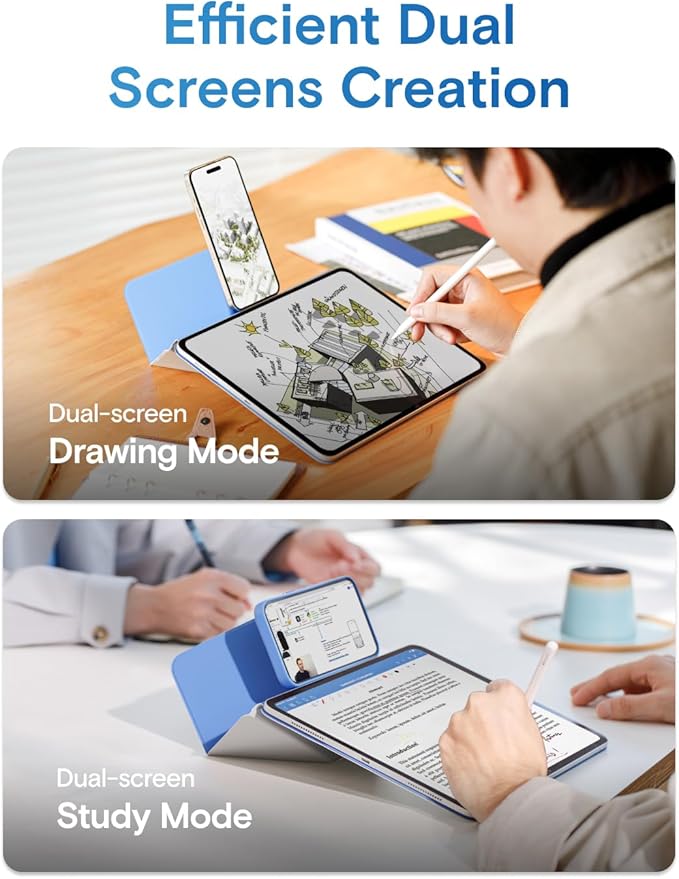 MOFT Dynamic Folio Case for iPad Pro 12.9 -inch (6th/5th/4th Generation, 2022/2021/2020), Silm Magnetic Stand Case with 20+ Viewing Angles, Auto Wake/Sleep, Ultra Thin, Panna Cotta x Faded Jeans