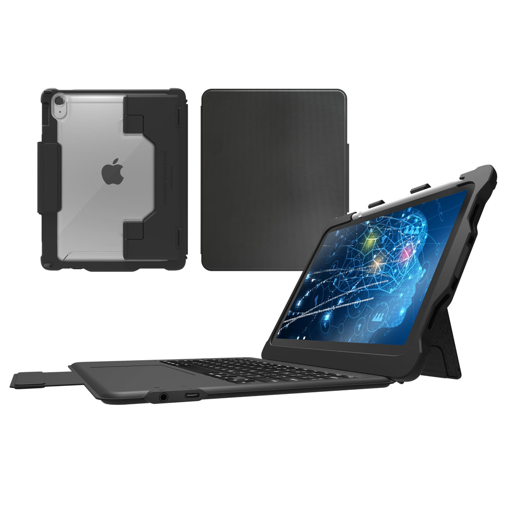 STM Goods Dux Keyboard Trackpad USB-C for iPad (A16)/10th Gen, USB-C Connected Keyboard - Rugged, Rubberized Drop Protection - Integrated Trackpad, Storage for Apple Pencil or Logitech Crayon - Black