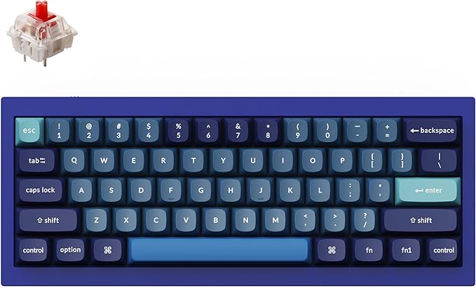 Keychron Q4 Wired Custom Mechanical Keyboard, 60% Layout QMK/VIA Programmable Macro with Hot-swappable Gateron G Pro Red Switch Double Gasket Compatible with Mac Windows Linux (Navy Blue)