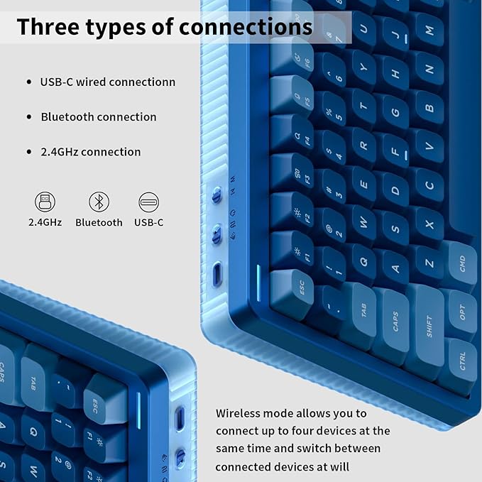 nuphy Halo75 V2 Mechancial Gaming Kyeboard,75% Wireless Hot Swappable Bluetooth Keyboard,83 Kyes RGB Backlit Keyboard,Support Bluetooth/2.4GHz/USB-C (Blue, Mint (37gf))