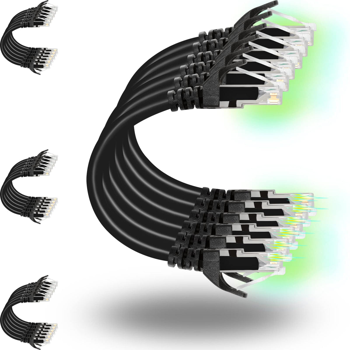 Rapink Patch Cables Cat6 0.5ft (24 Pack), Ethernet Patch Cable 10G, Cat 6 Patch Cable for Patch Panel to Switch, Flexiable Cat 6 Ethernet Cable with Gold Plated Blue