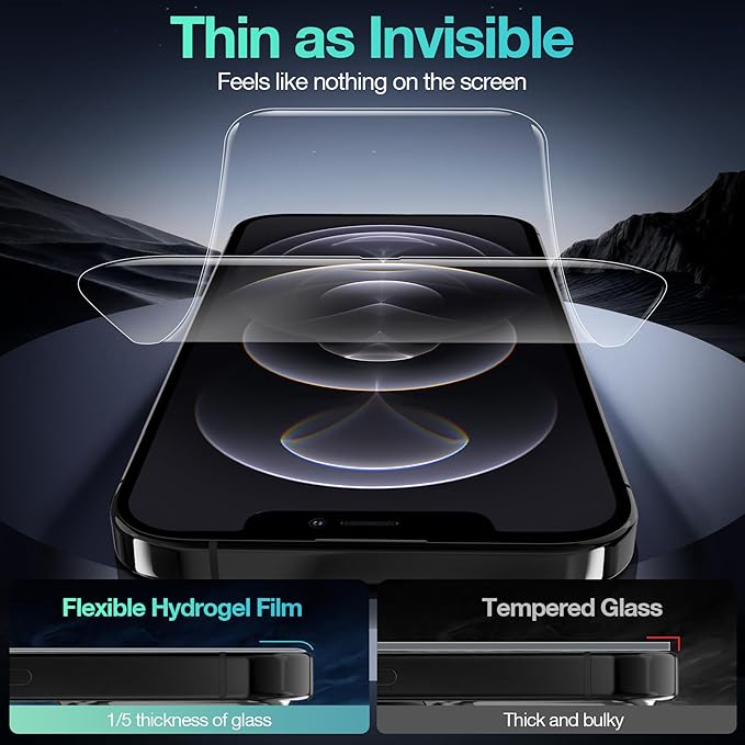 3 Pack Flexible Film Screen Protector for iPhone 12 Pro Max, Non-breakable Soft TPU Hydrogel Film for iPhone 12 Pro Max Screen Protector Film (NOT Glass)
