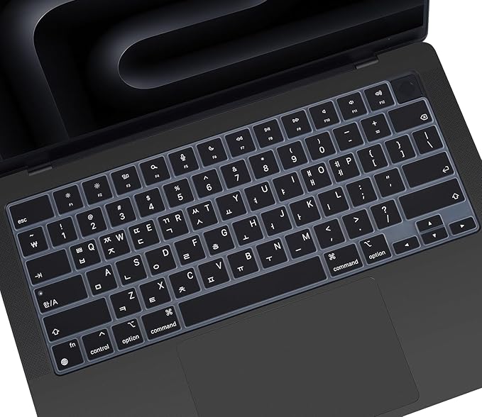 Korean Silicone Keyboard Cover Skin for 2024 2023 14.2 inch Apple MacBook Pro 14 A3112 A3401 A3185 A2992 A2918 A2442 A2779/Pro 16 A3403 A3186 A2991 A2485 A2780 with M4 M3 M2 M1 Pro Max Chip - Black