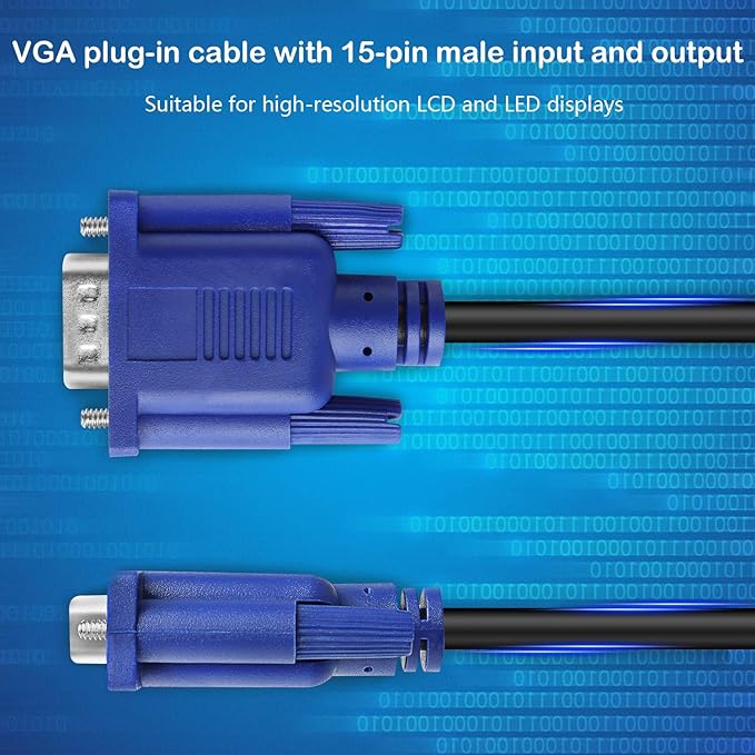 PASOW VGA to VGA Monitor Cable HD15 Male to Male for TV Computer Projector (1.5 Feet)