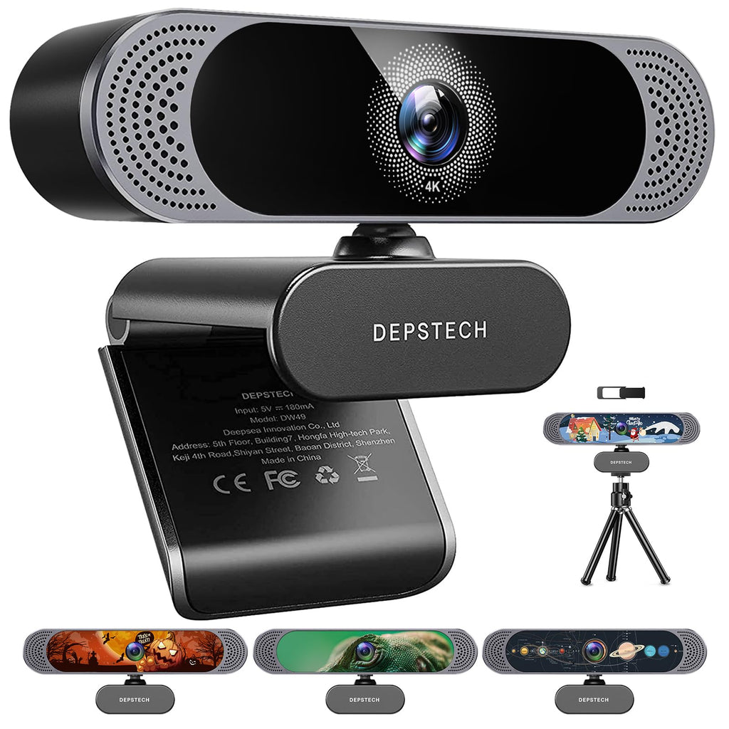 DEPSTECH 4K Webcam Ultra HD 1/2.55'' Sony Sensor Autofocus Webcam, 80° FOV (Black)