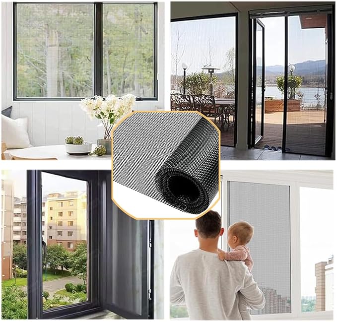 36inch*100ft Window Screens Roll, Replacement Repair Screens Mesh, Cuttable Fiberglass Screens Door Netting, DIY Screening Mesh Netting for Windows, Door, Pool, Porch,Patio -Black