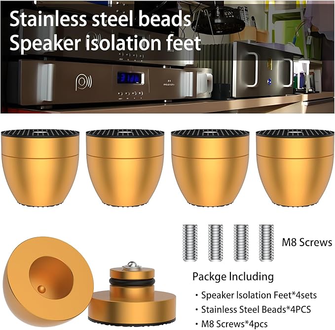 Audiocrast 4X HiFi Speaker Stand Feet Spike Pads Speaker Vibration Damper 30x33mm Aluminum Resonance Reduce Shock Absorber Floor Protector for Audio Speaker Amp Turntable