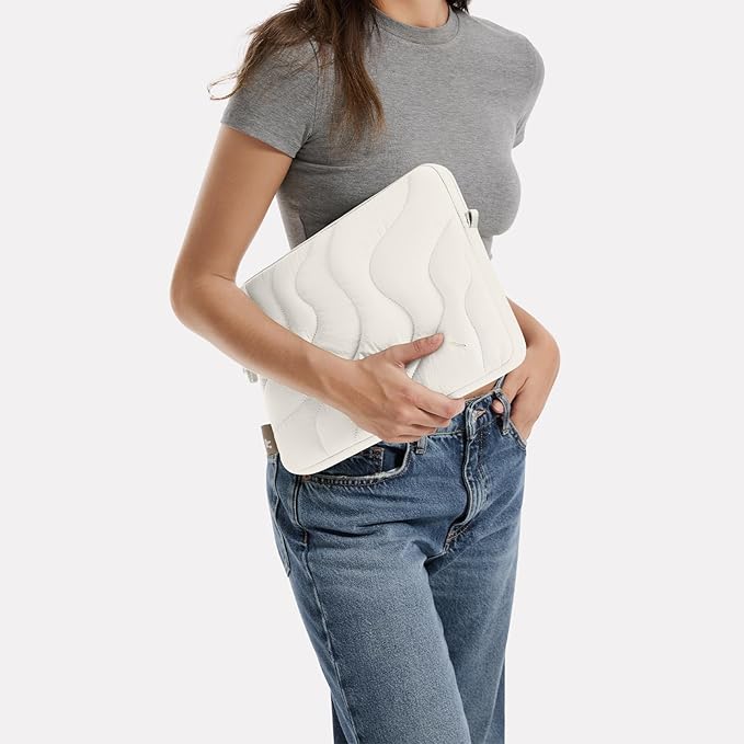 tomtoc 360 Protective Puffy Laptop Sleeve for 15-inch MacBook Air M4/A3241 2025, M3/A3114 2024, M2/A2941 2023, 15-inch Surface Laptop 7th(Copilot+ PC)/6/5/4/3, Quilted Puffer Soft Computer Case Bag