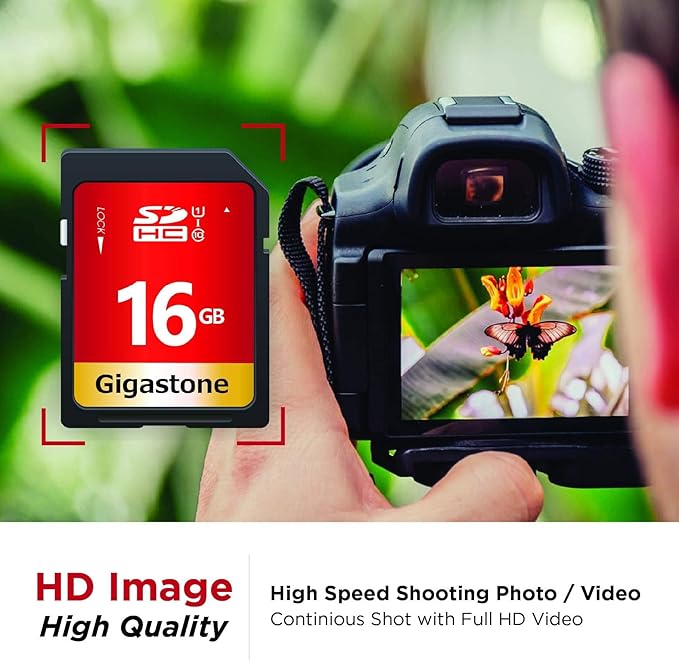 GIGASTONE 16GB SD Card 50-Pack UHS-I U1 Class 10 SDHC Memory Card High Speed Full HD Video Compatible with Canon Digital Camera, SPYPOINT TACTACAM WOSPORTS Trail Camera, with 50 Mini Cases