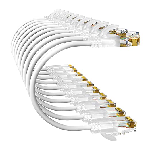 Cat6a Patch Cables 2ft (10 Pack) Slim, Cat6 Ethernet Patch Cable Pure Copper, Flexible Cat 6 Patch Cable 550MHZ 10G, Space-Saving Cat 6A Network Cables for Patch Panel, White