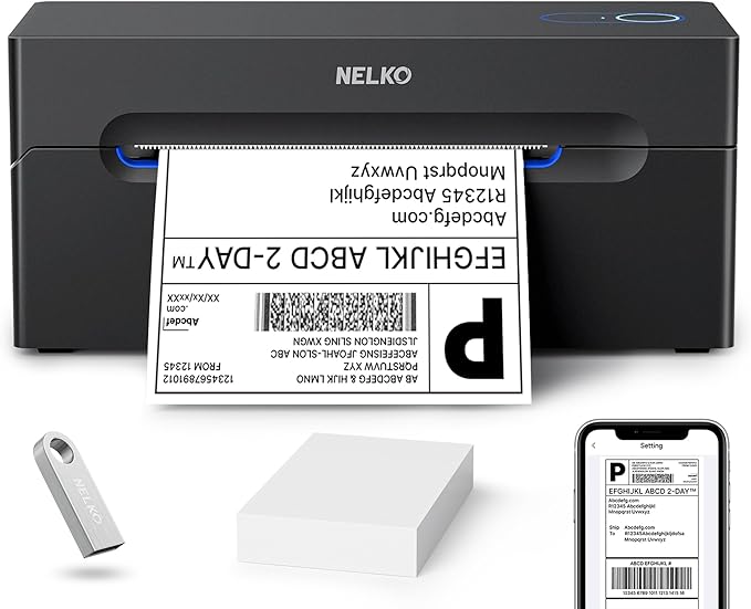 Nelko Bluetooth Thermal Shipping Label Printer, 4x6 Label Printer for Shipping