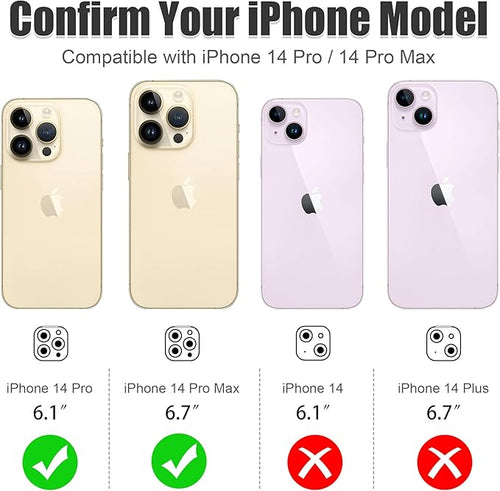 AGVEE 3+3 for iPhone 14 Pro 6.1" / 14 Pro Max 6.7" Camera Lens Protector, Brushed Metal Ring 9H Tempered HD Glass Camera Protector Cover Film, Gold