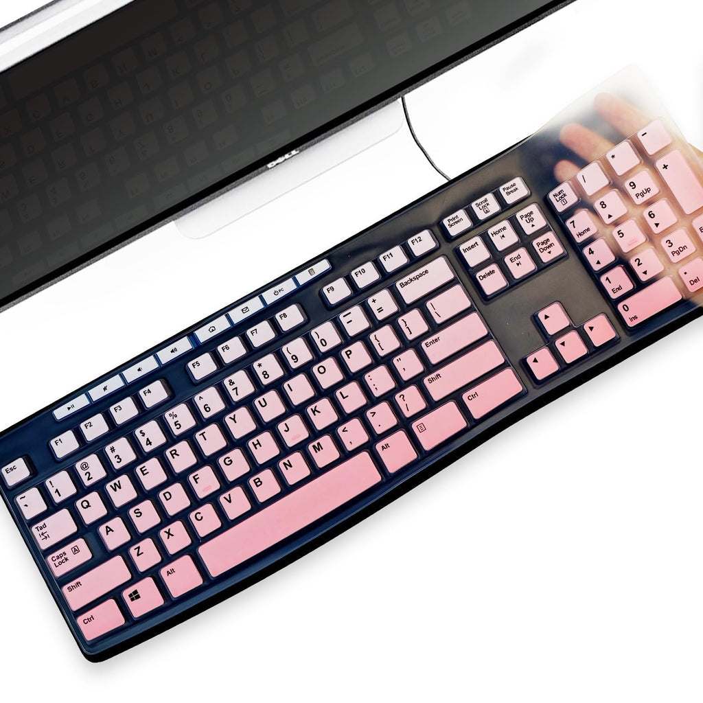 for Logitech K200 K260 K270 Keyboard Skin，Stain-Resistant（Gradient Pink）