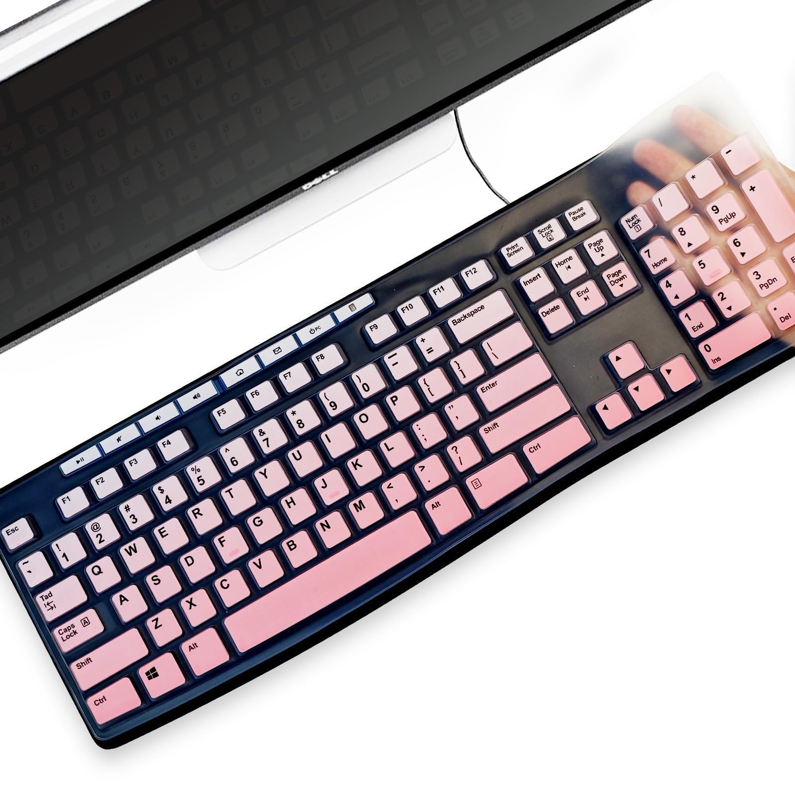 for Logitech K200 K260 K270 Keyboard Skin，Stain-Resistant（Gradient Pink）