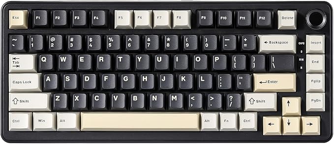 YUNZII B75 Mechanical Keyboard,75% Layout with Knob,Hot Swappable RGB Backlit Gasket Mounted, Creamy Typing, Double-Shot PBT Keycaps,Cherry Profile,for Win/Mac (Black, Blue Grey Tactile Switch)