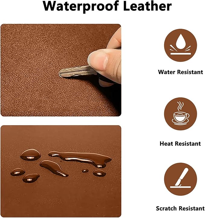 PU Leather Desk Pad Protector Gaming Mouse Pad Non Slip Desk Mat for Keyboard and Mouse Waterproof Desk Writing Pad for Office and Home Desk Accessories(Brown, 47.2 * 17.7)
