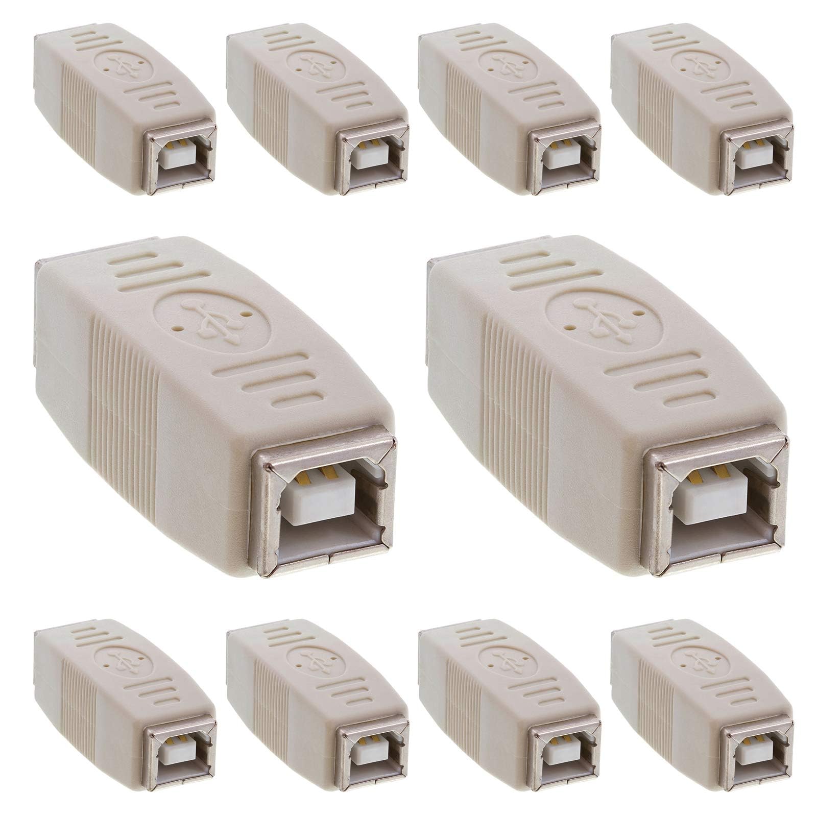 Cmple - USB B to B Adapter USB 2.0 Female to Female Coupler Jack to Jack Connector Converter for Printer Cable Scanner HDD External Hard Drive - 10 Pack