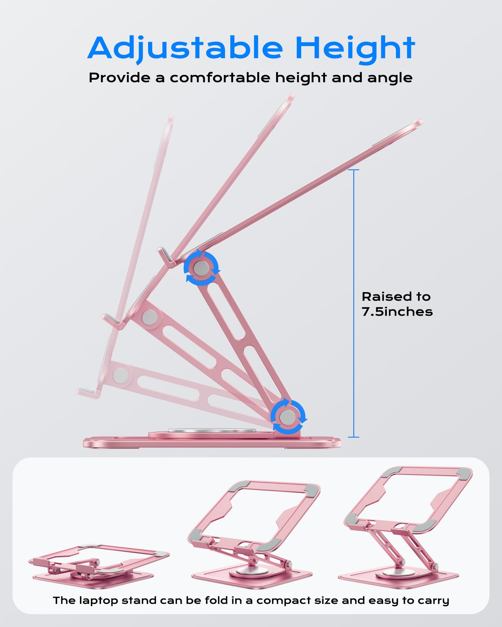 LOXP Adjustable Laptop Stand, Computer Stand with 360 Rotating Base
