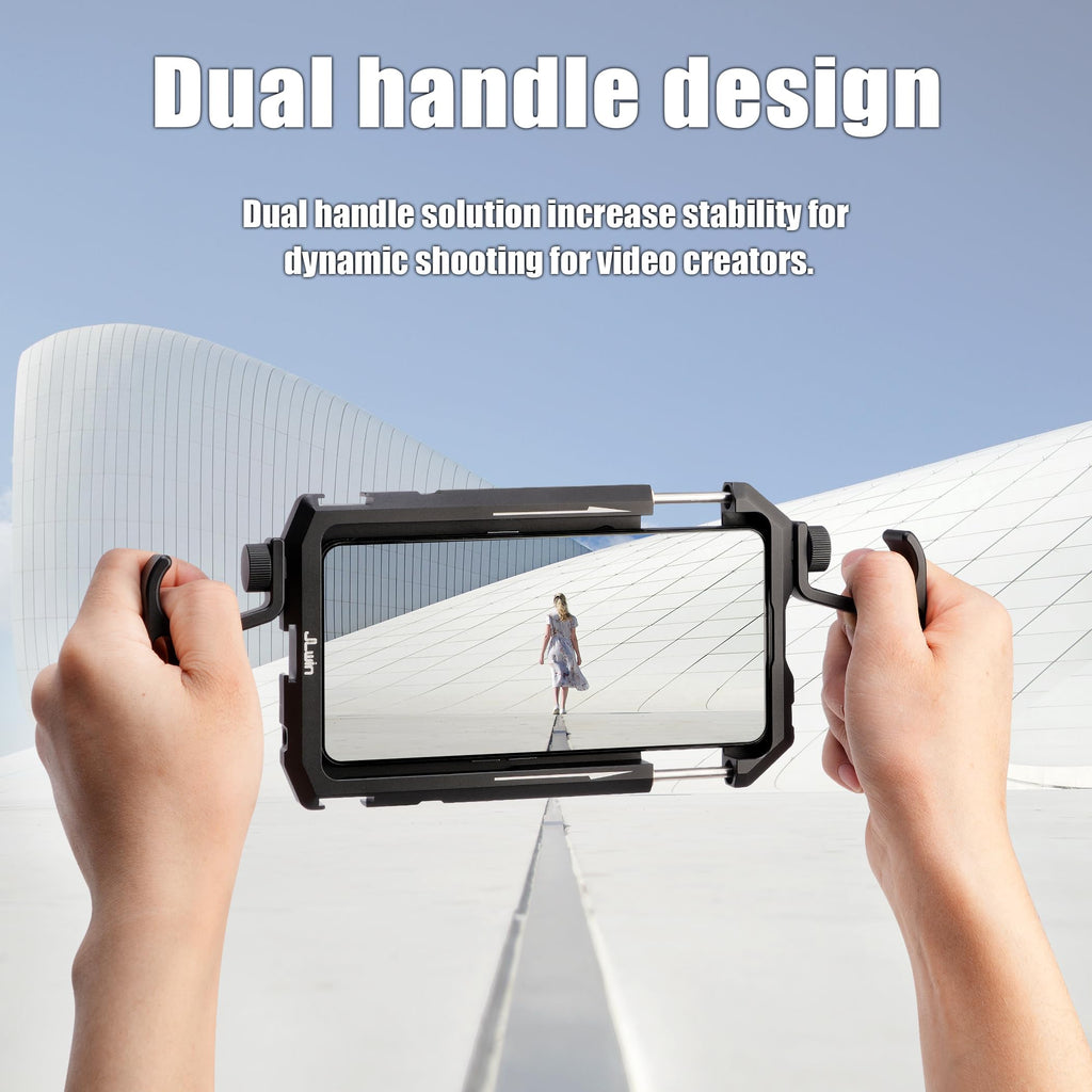 Foto4easy Universal Smartphone Video Rig,Aluminum Cell Phone Video Stabilizer with Dual Handle Grip Kit for iPhone for Samsung for Pixel and Other Android Phones,Cold Shoe