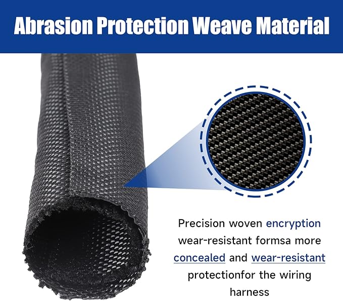 Automotive Wire Sheathing Split Wire Loom Braided Mesh Woven Cable Sleeve for Wires/Cable Cord Protector (1/2" - 48 Feet)