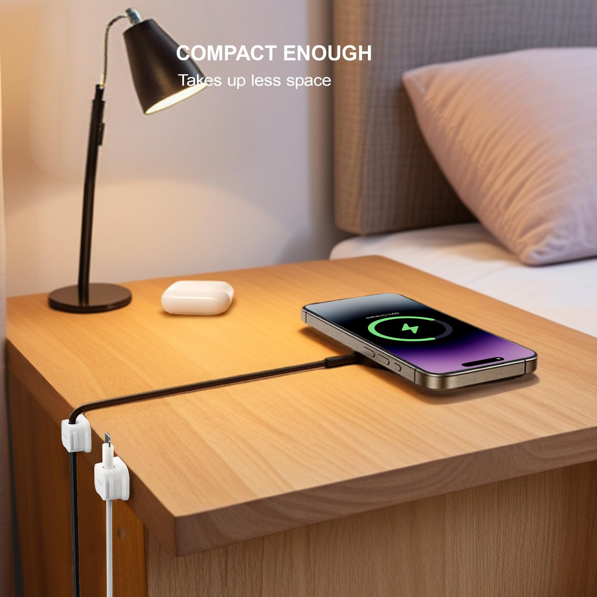 6 Pack Magnetic Cable Clip Organizer Cord Holder, Picozon Adhesive Cable Management, Wire Phone USB Charger Cable Holder, Keeper Organizer for Office Home Desktop Table - White