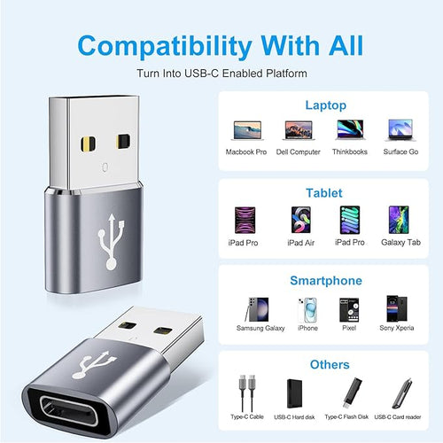 AiNEERich USB C Female to USB Male Adapter 8 Pack, Fast Charging Converter