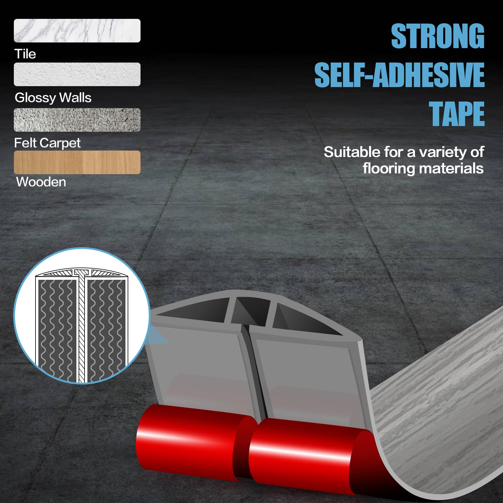 Floor Cord Cover Cavity 0.8"x0.37" Self Adhesive Cord Hider, 10FT Low Profile Cable Management, Extension Strip Protector for Wires, Prevent Cable Trips for Offices, Gyms, Exhibitions (Gray Wood)