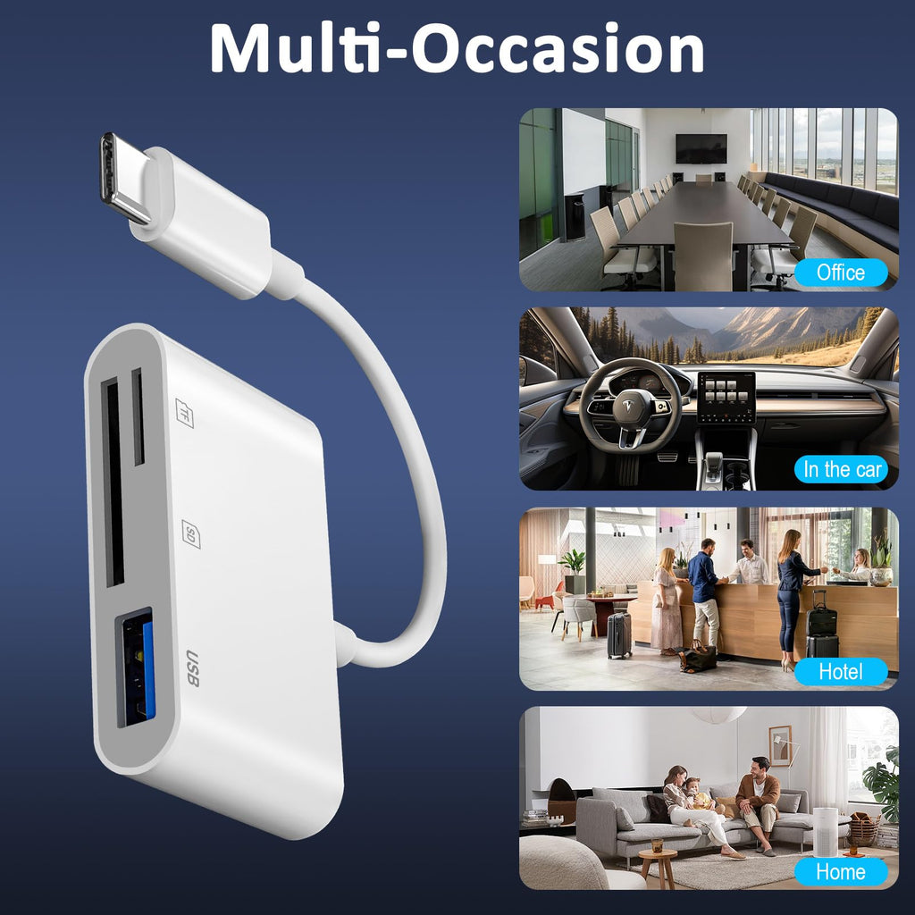 Vrllinking USB-C SD Card Reader for iPhone 15/16/iPad/MacBook,Plug and Play