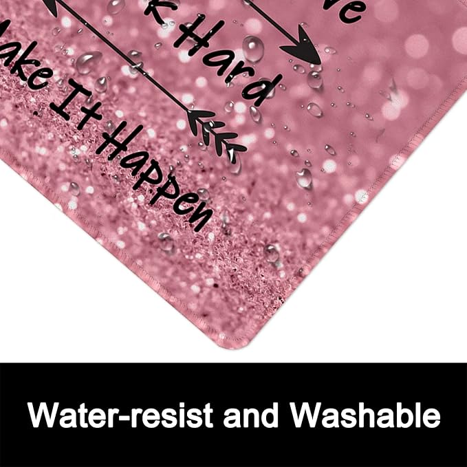 ITNRSIIET Mouse Pad with Stitched Edge Premium Textured Smooth Precise Operation Waterproof Washable Non-Slip Rubber Base Desktop Protection Mat, 10.2×8.3×0.12 inches, Pretty Inspirational Quotes