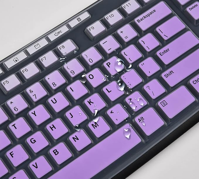 Keyboard Cover for Logitech MK370 MK270 MK295 Keyboard, Logitech MK270 K270 MK260 Keyboard Cover Skin Protector - Gradual Purple