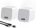 Computer Speakers,Computer Speakers for Desktop PC,Desktop Speakers,USB Powered 3.5mm Aux Speaker for PC,Laptop,Tablet,Phone(White)