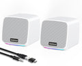 Uakinat Computer Speakers for Desktop PC, USB Powered 3.5mm Aux Speaker for PC, Laptop, Tablet, Phone, Plug and Play with Volume Control, White