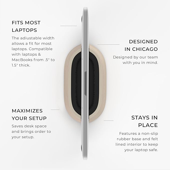 HumanCentric Vertical Laptop Stand in Maple Wood, Upright Adjustable Holder and Dock, Laptop Vertical Stand Fits MacBook Pro and Other Laptops .5" to 1.5", Clamshell Compatible