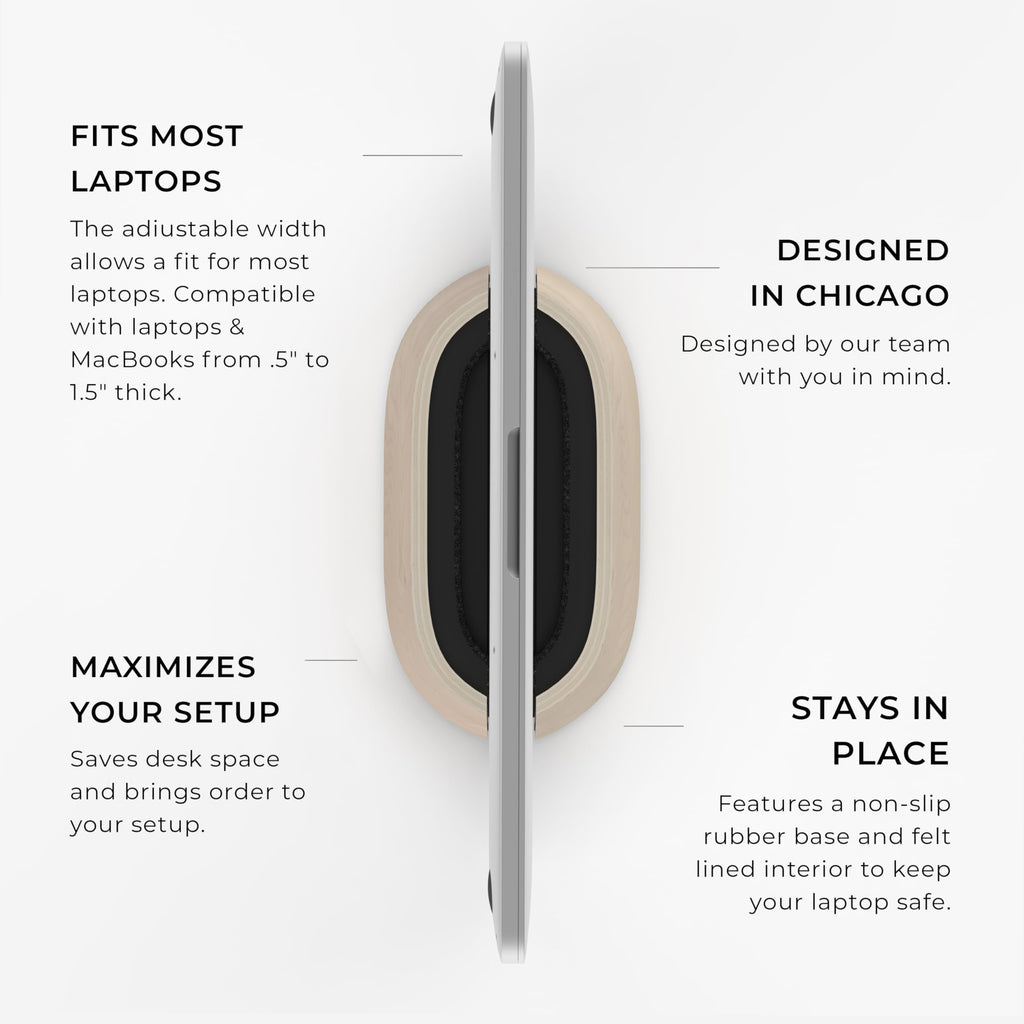 HumanCentric Vertical Laptop Stand in Maple Wood, Upright Adjustable Holder and Dock, Laptop Vertical Stand Fits MacBook Pro and Other Laptops.5" to 1.5", Clamshell Compatible