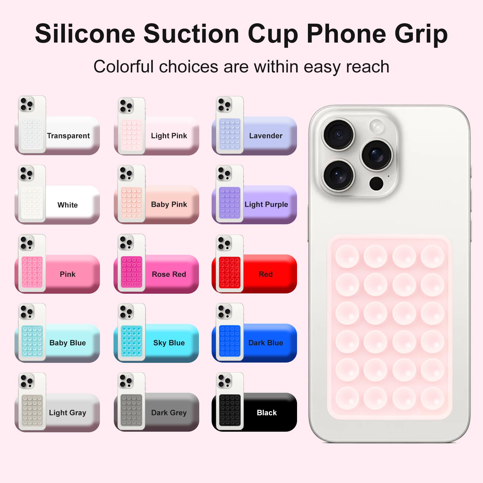 Giumel 2PCS Silicone Suction Phone Case Mount, Non Slip Suction Cup, Hands-Free Phone Accessories Holder for Selfies and Videos, Silicone Adhesive Stand Sticky for Cell Phone Inkiness