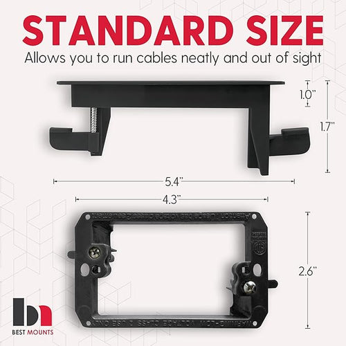 2 Pack Wall Plate Cable Pass Through with Bracket - In Wall Cable Management Kit - Recessed Cable Wall Plate Pair with Single Gang Low Voltage Mounting Bracket - Decorator Cover for Low Voltage Cables