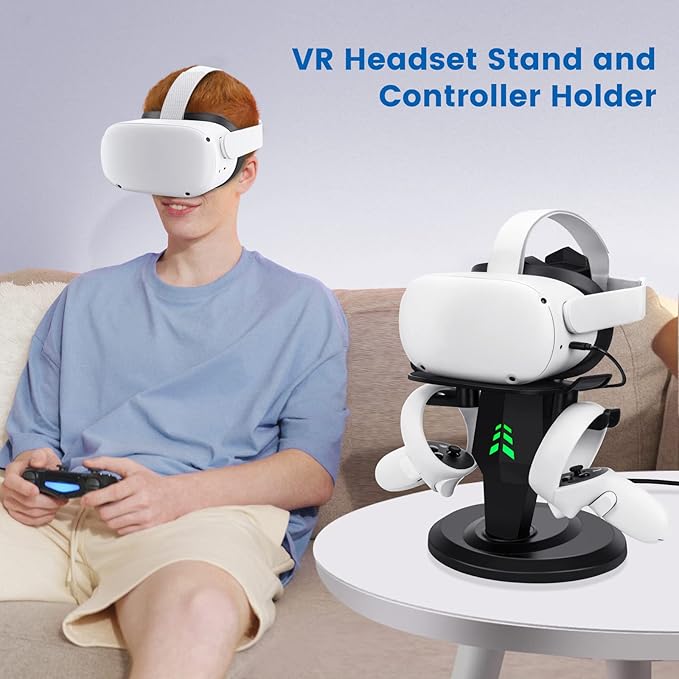 alcopanda VR Stand, Headset Charging Dock, VR Display Stand Accessories for Meta Quest 2, PSVR 2,Rift, Rift S,Valve Index Headset and Touch Controllers