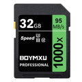 BOYMXU Professional 1000x Class 10 U3 Memory Card - 32GB, Compatible with Computers, Cameras & Camcorders, Up to 95MB/s Read Speed, Green/Black