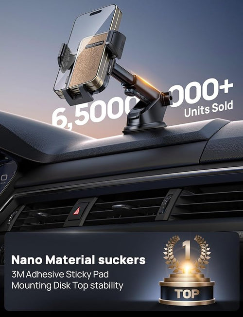 Air Vent Car Phone Holder, Adjustable Wide Clamp, Metal Hook, Anti-Shake